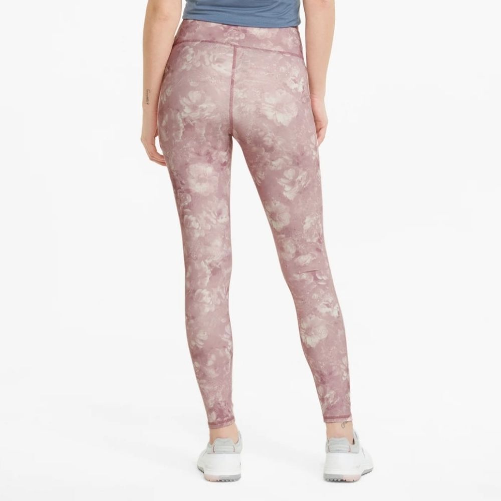 NWT Puma Pink Floral High-Waisted Full-Length Leggings, Moisture-Wicking, Size M